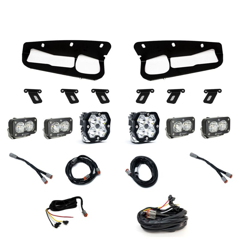 Ford Bronco Light Bar - Baja Designs - Squadron 2.0 (Spot) / S2 Sport D/C & W/C FPK Steel Bumper - Clear - `21-`25